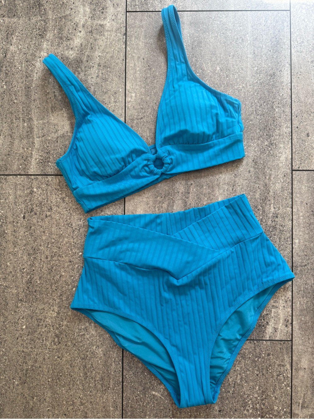 Aerie- Blue Ribbed two-piece bikini